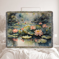 Water Lilies Woven Cotton Blanket