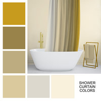 Lemon curry yellow Ombré Stripes Shower Curtain color chart showing all colors in the gradation