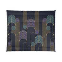 Navy Blue Art Deco Bedding, Poly or Cotton Comforter or Duvet Cover, Pillow Shams