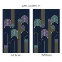 Navy Blue Art Deco Rod Pocket panels 50x84"