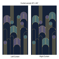 Navy Blue Art Deco Rod Pocket panels 50x96"