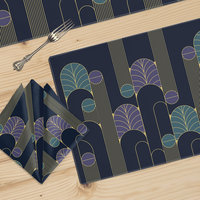 Navy Blue Art Deco Table Linen Sets