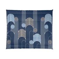 Midnight Blue Art Deco Poly or Cotton King comforter