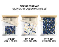 Blanket sizes in relation to a queen-size bed