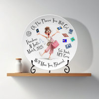 Retirement Travel Gift Plate, Personalized for a Coworker, Nurse or Doctor with Display Stand 