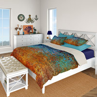 Burnt Orange and Blue Rusted Metal Bedding