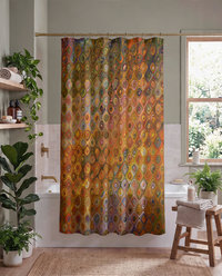Burnt Orange Tile Pattern Shower Curtain
