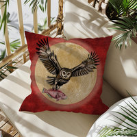 Hunting Night Owl Throw Pillow in deep red and beige