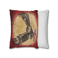 Hunting Night Owl pillow cover in deep red and beige