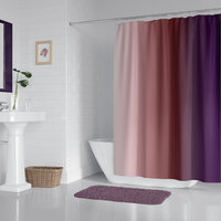 Purple Ombré Stripes Shower Curtain in a white modern bathroom
