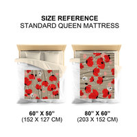 Bold Red Poppy Fleece Blanket size chart