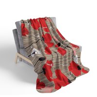 Small Bold Red Poppy Fleece Blanket on a chair