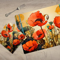 Art Nouveau Poppies Cotton Table Linens