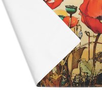 Art Nouveau Poppies Cotton placemat showing the back side.