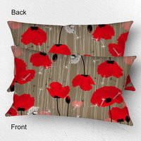 Red Poppy Lumbar Pillow, Indoor