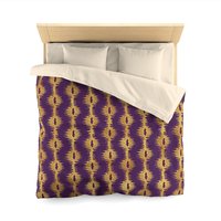 Purple with Gold Stripes queen duvet cover