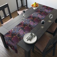 Purple and Gold Kintsugi Style Cotton Table Runner