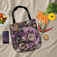 Flat lay Purple Abstract Geometric Tapestry Bag