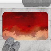 Deep Red Stormy Sky large bath mat