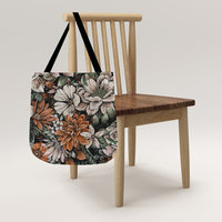 Retro Floral Woven Tote Bag