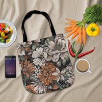 Retro Floral Woven shopping Bag