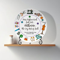 Personalized Sewing Plate, Retirement or Graduation Gift with Display Stand 
