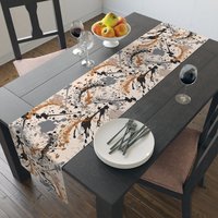 Neutral Paint Spatter Table Runner