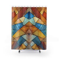 Stained Glass Eagle Shower Curtain, Southwestern Colors