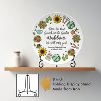 Personalized Retirement Gift Plate showing Display Stand 