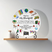 Personalized Teacher Appreciation Gift Plate with Display Stand 