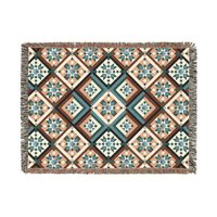 Southwestern Woven Cotton Blanket, Diamonds Pattern