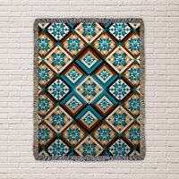 Southwestern Woven Cotton Blanket, Diamonds Pattern