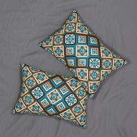 Southwestern Lumbar Pillow, Diamond Pattern front and back sides