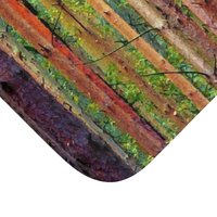 Forest Trees Stripes Shower Curtain, Bath Mat