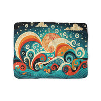 Flat lay large Swirling Ocean Waves Fleece Blanket