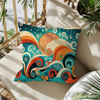 Nautical Folk Art Throw Pillow on a balcony chair