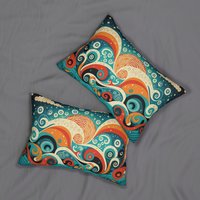 Nautical Folk Art Lumbar Pillow front and back sides