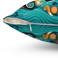 Nautical Folk Art Throw Pillow hidden zipper