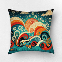 Nautical Folk Art Throw Pillow