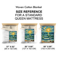 Tropical beach sunset woven blanket