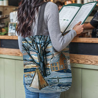 Blue Farm in Winter Woven Bag