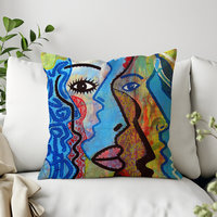 Modern Faces Graffiti Art Pillow