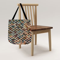 Basketweave Woven Tote Bag, Abstract Geometric Pattern