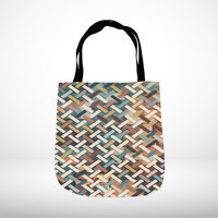 Basketweave Woven Tapestry Bag, Abstract Geometric Pattern