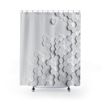 Monochromatic hexagon pattern Geometric 3D Shower Curtain
