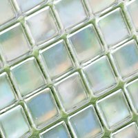 Green Ombré Glass Tile Shower Curtain close up