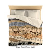 Neutral African Art queen duvet cover