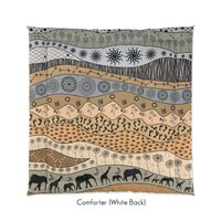 Neutral African Art queen comforter