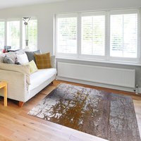 Minimalist living room with an Industrial Modern Area Rug