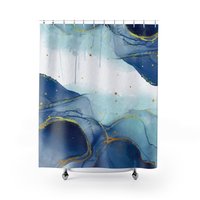 Abstract watercolor Marble Shower Curtain